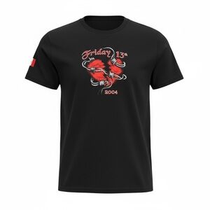 Mens Port Dover Friday The 13th Black T-shirt Tee Large Biker Motorcycle Tattoo